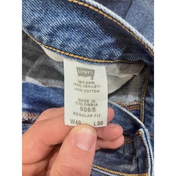 Levis 505 Regular Fit Straight Leg Blue Denim Jeans Mens 40x30 Medium Wash - Picture 4 of 7